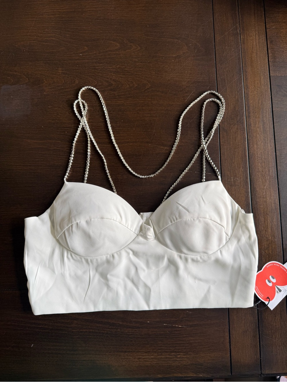 Cider Ivory Longline Bralette with Chain Straps
